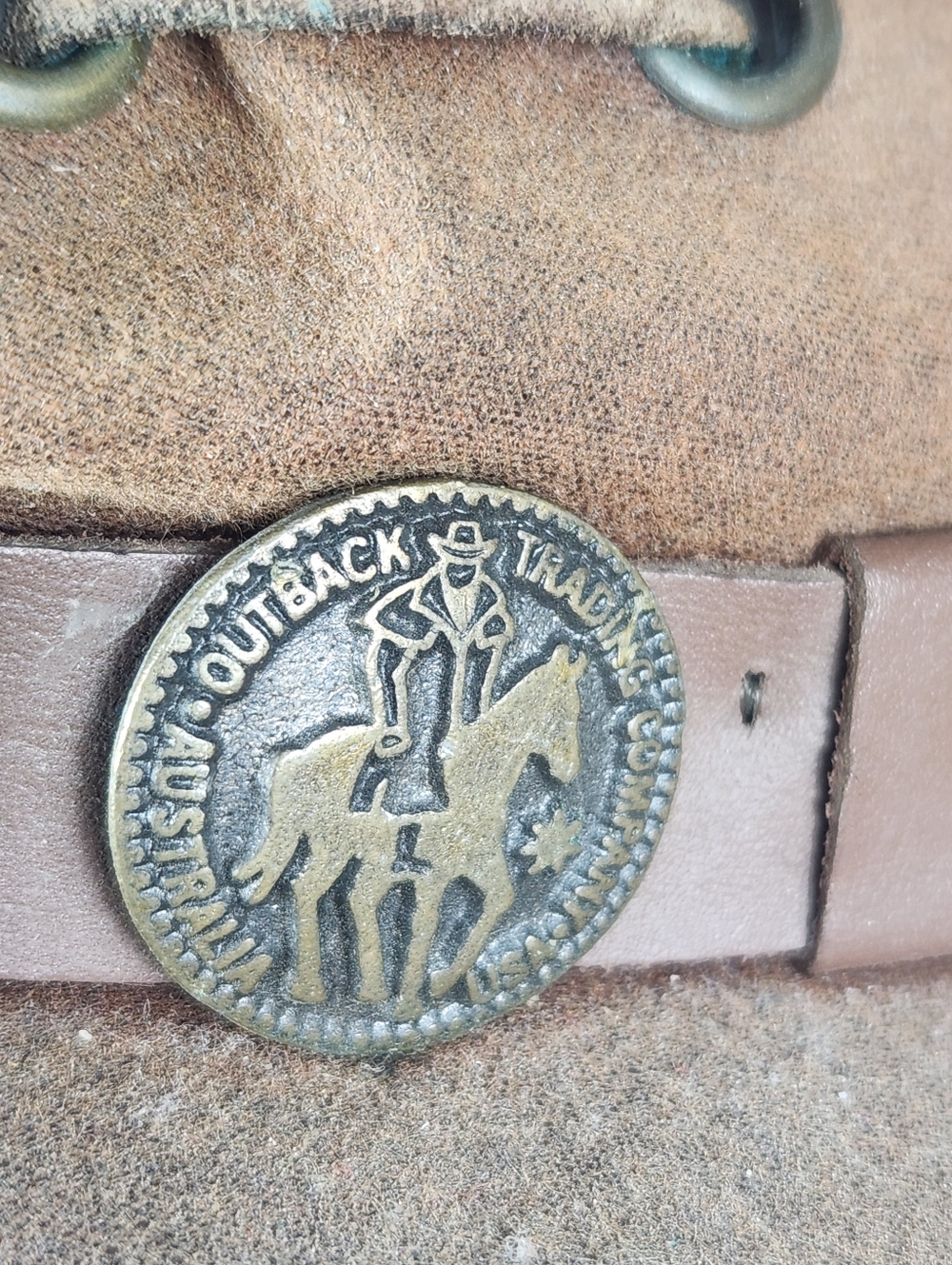 OUTBACK LEATHER Cowboy Hat Men's Large 7 1/4 Brown Leather Western Australia - Picture 5 of 8